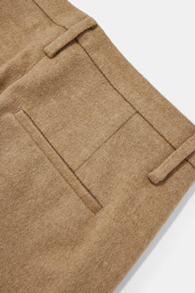 BEIGE STRAIGHT CUT WOOL TROUSERS 4