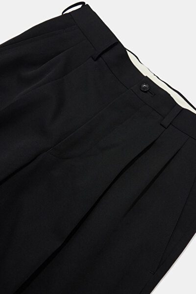 BLACK STRAIGHT CUT WOOL TROUSERS 3