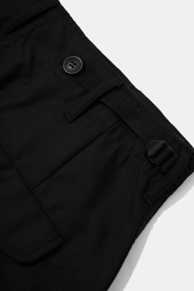 BLACK STRAIGHT CUT WOOL TROUSERS 4
