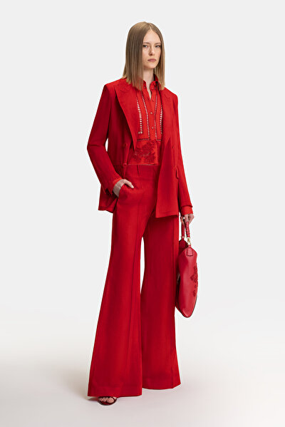 RED WIDE LEG TROUSERS 5