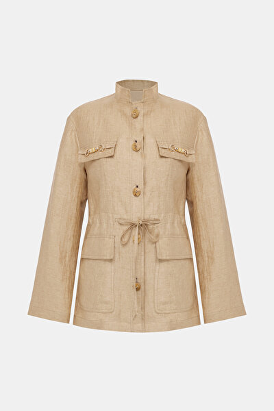 BEIGE UPRIGHT COLLAR JACKET 8