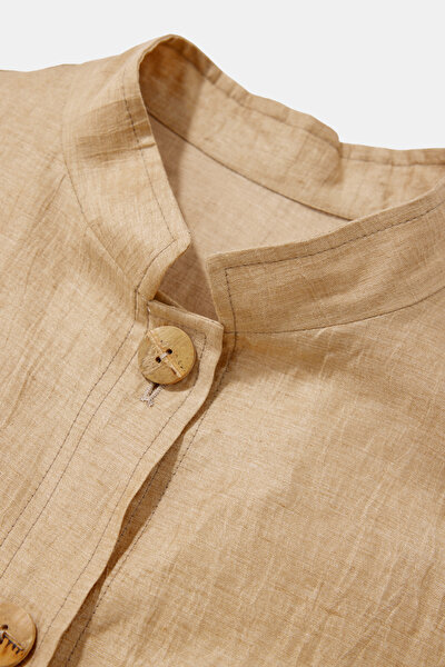 BEIGE UPRIGHT COLLAR JACKET 10
