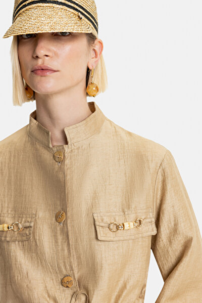 BEIGE UPRIGHT COLLAR JACKET 3
