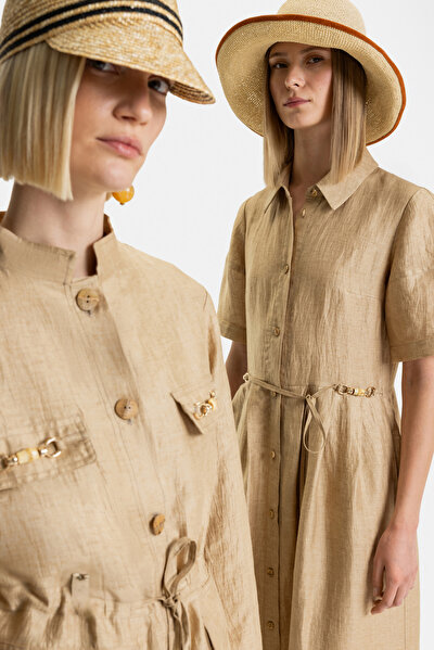 BEIGE UPRIGHT COLLAR JACKET 15