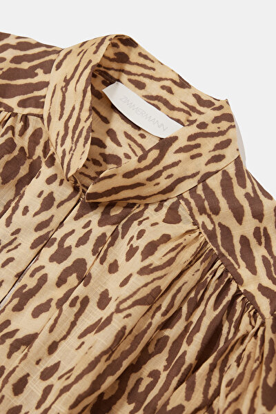 LİGHT BROWN DESİGN FİLLED MİNİ DRESS 3