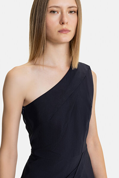 NAVY BLUE ONE SHOULDER DRESS 5
