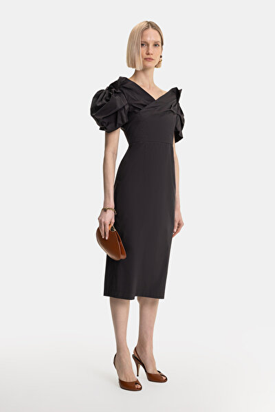 DARK BROWN OFF THE SHOULDER DRESS 4