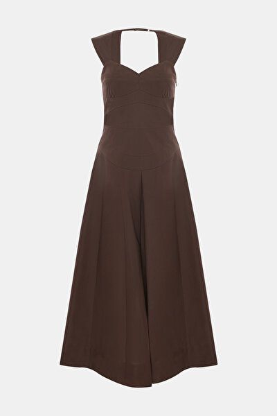 DARK BROWN SLEEVELESS SUSPENDER DRESS 5