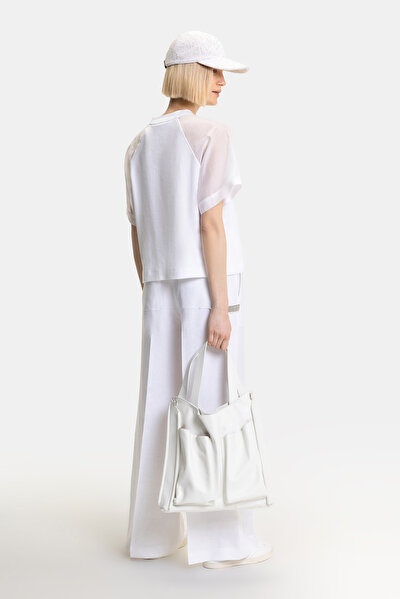 WHITE BASIC / ROUND NECKLINE SHORT SLEEVE TSHIRT 5