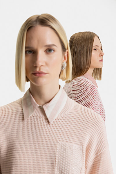 DRIED ROSE V NECK TRICOT 13