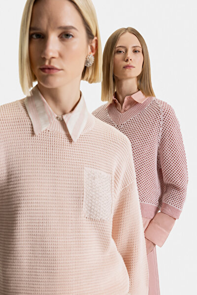 DRIED ROSE V NECK TRICOT 14