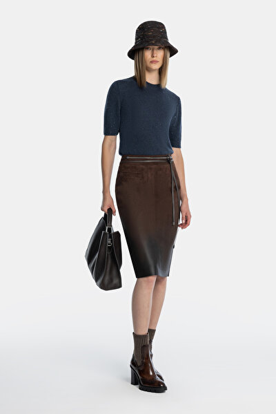 BLACK DEGRADE DESIGN LEATHER SKIRT 4