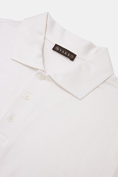 WHITE POLO NECK SHORT SLEEVE TSHIRT 3