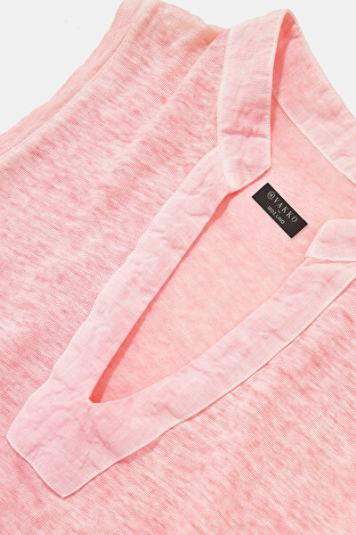 PEMBE KETEN ELBİSE 8