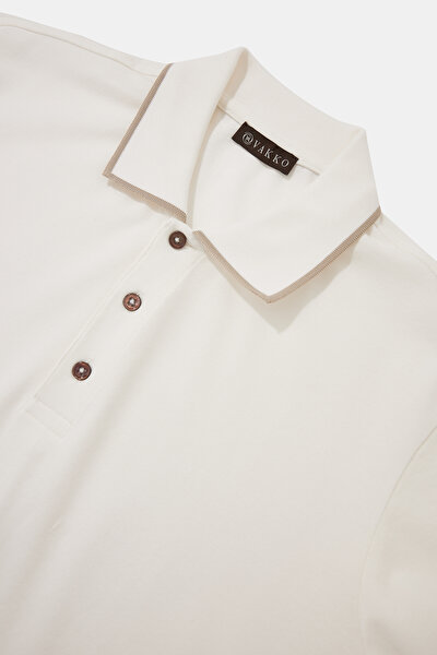BEIGE POLO NECK SHORT SLEEVE TSHIRT 3