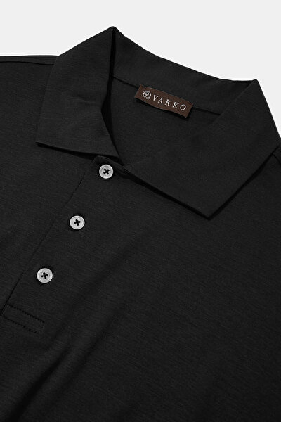 BLACK POLO NECK SHORT SLEEVE TSHIRT 3