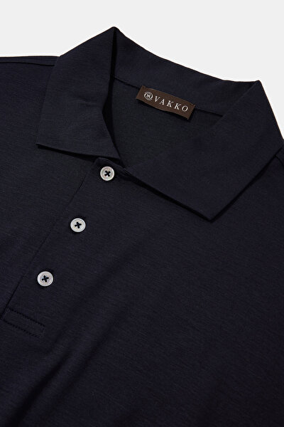 NAVY BLUE POLO NECK SHORT SLEEVE TSHIRT 3