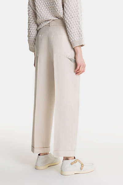 BEIGE WIDE LEG TROUSERS 3