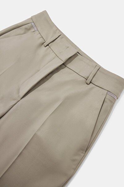 KHAKI WIDE LEG TROUSERS 8