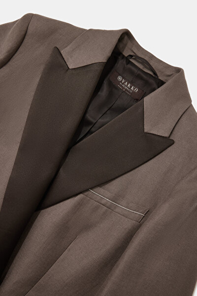 BROWN SURPLICE NECKLINE (CROSS-OVER NECKLINE) JACKET 3