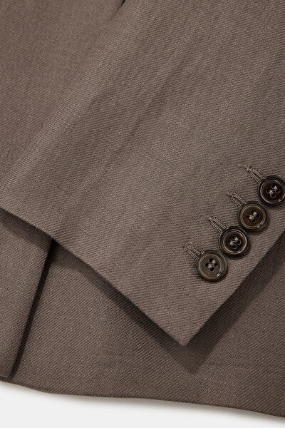 BROWN SURPLICE NECKLINE (CROSS-OVER NECKLINE) JACKET 4