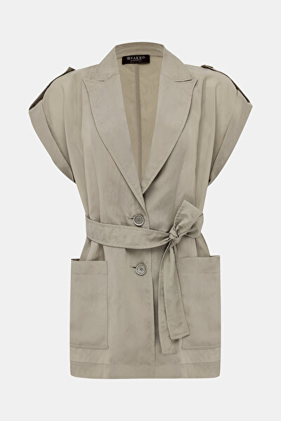 KHAKI SHAWL COLLAR VEST 8