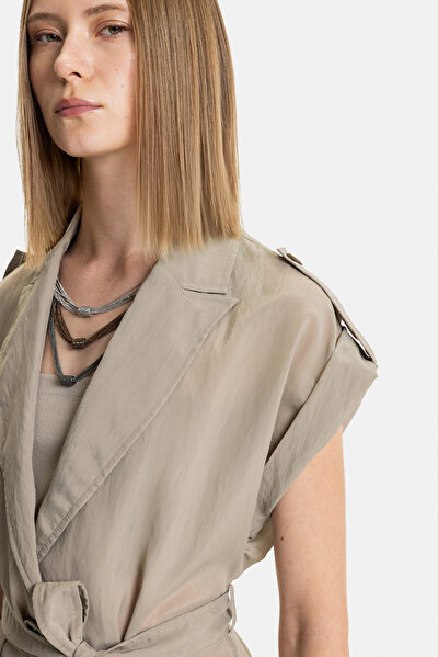 KHAKI SHAWL COLLAR VEST 4