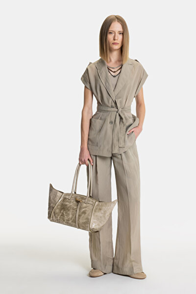 KHAKI SHAWL COLLAR VEST 5