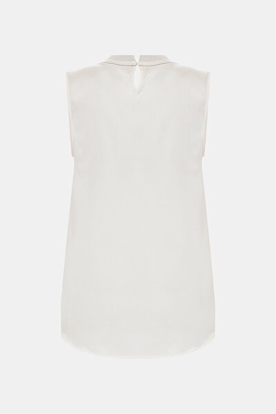 ECRU BASIC / ROUND NECKLINE SLEEVELESS BLOUSE 8