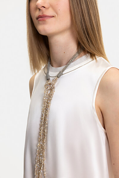ECRU BASIC / ROUND NECKLINE SLEEVELESS BLOUSE 4