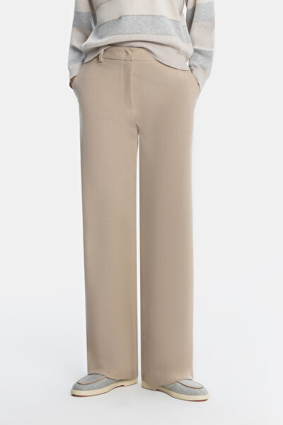 BEIGE STRAIGHT CUT TROUSERS 3