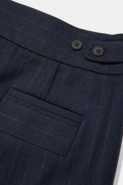 TAN STRIPED STRAIGHT CUT TROUSERS 8