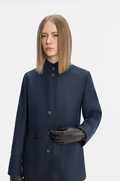 TAN MANDARIN COLLAR JACKET 13