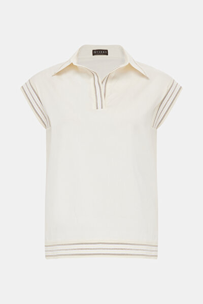 ECRU POLO NECK OFF THE SHOULDER BLOUSE 5