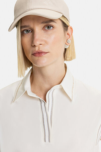 ECRU POLO NECK OFF THE SHOULDER BLOUSE 4