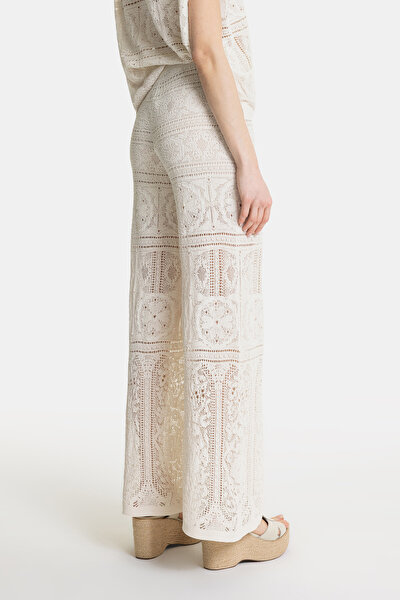 ECRU WIDE LEG TROUSERS 4