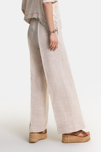 BEIGE WIDE LEG TROUSERS 3