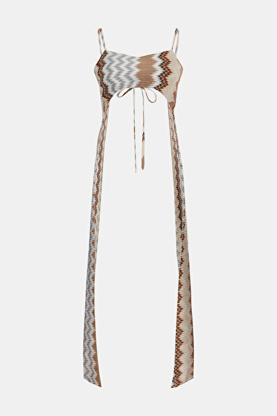 BEIGE CLEAVAGE SLEEVELESS SUSPENDER BLOUSE 8