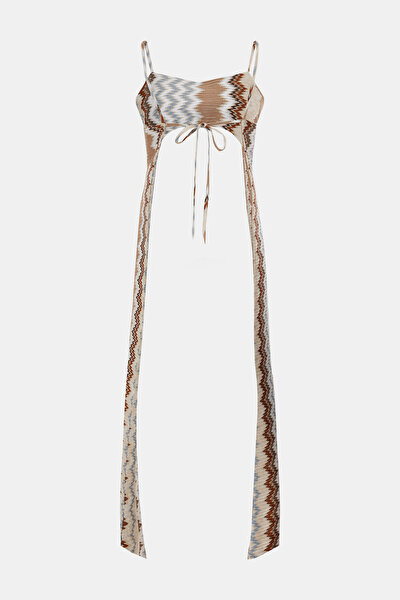 BEIGE CLEAVAGE SLEEVELESS SUSPENDER BLOUSE 9