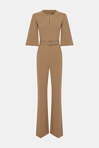 CAMEL CLEAVAGE 3/4 SLEEVES JUMPSUIT 5