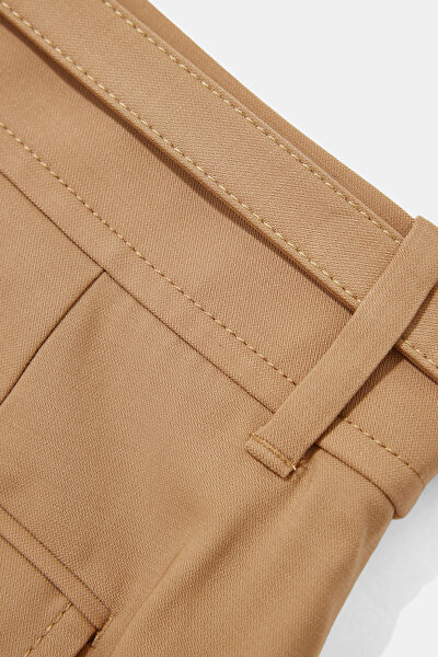 BEİGE WİDE LEG WOOL TROUSERS 4