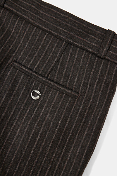 BROWN STRAİGHT CUT WOOL TROUSERS 4