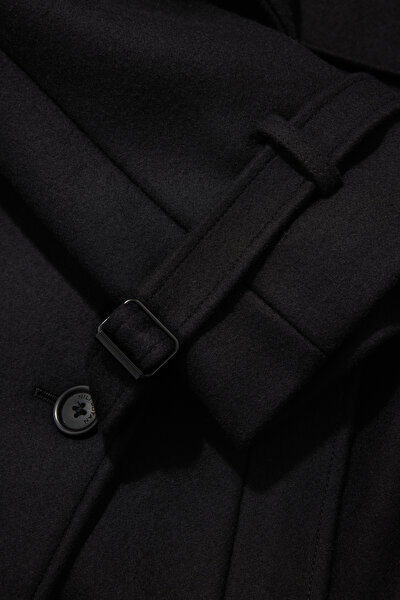 BLACK WOOL REEFER JACKET 4