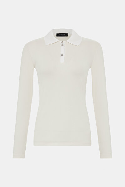 ECRU POLO NECK LONG SLEEVE TSHIRT 5