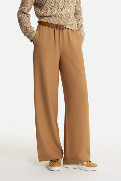 TAN WIDE LEG TROUSERS 3