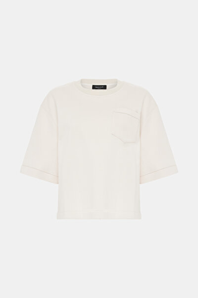 POWDER BASIC / ROUND NECKLINE SHORT SLEEVE BLOUSE 5