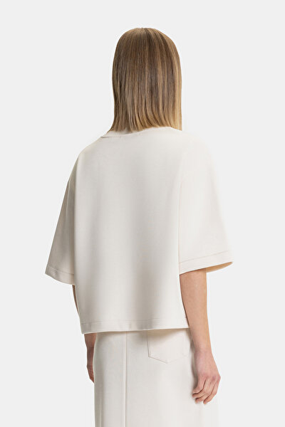 POWDER BASIC / ROUND NECKLINE SHORT SLEEVE BLOUSE 3