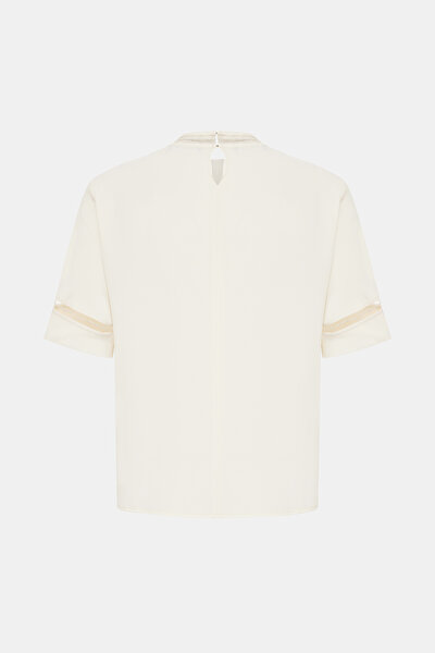 ECRU BASIC / ROUND NECKLINE SHORT SLEEVE BLOUSE 5