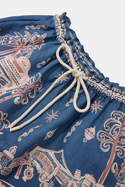 MULTICOLOR DESIGN FILLED LINEN SHORTS 5