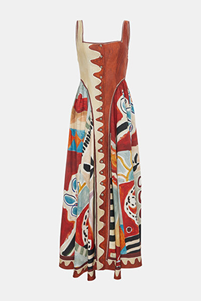 MULTICOLOR DESIGN FILLED MIDI DRESS 3